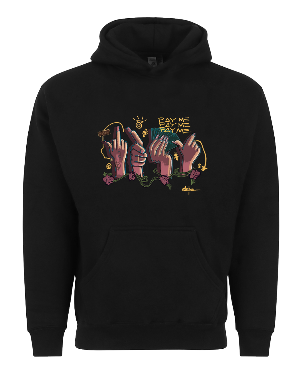 "F*k U Pay Me" Black Hoodie (Neo)